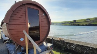 Barrel sauna at Blind Strand, Courtmacsherry