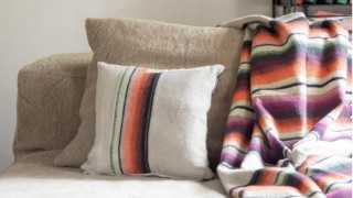 Striped cushion & blanket