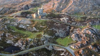 Aerial view of Man Tower and the mountains of Beara