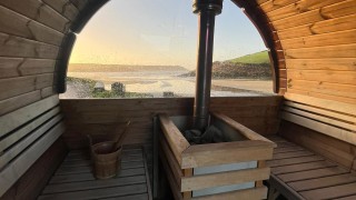 Enjoy the spectacular view from Element sauna overlooking Dunworley Beach and Maloney's Strand