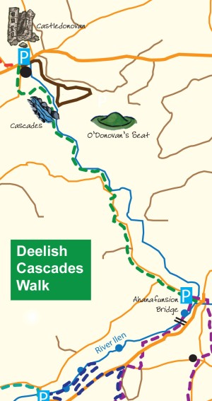 Deelish Cascades walk map